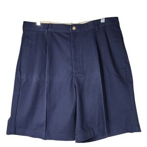 Savane Shorts sz 36 Mens Navy Blue Cotton‎ Casual Pleated Preppy Dadcore 8" NEW